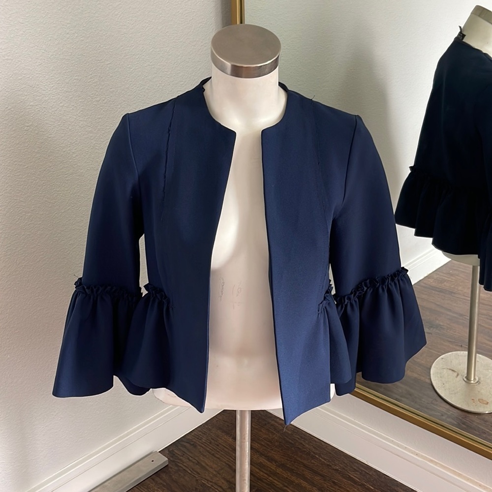 Topshop Navy Bell Sleeve Jacket